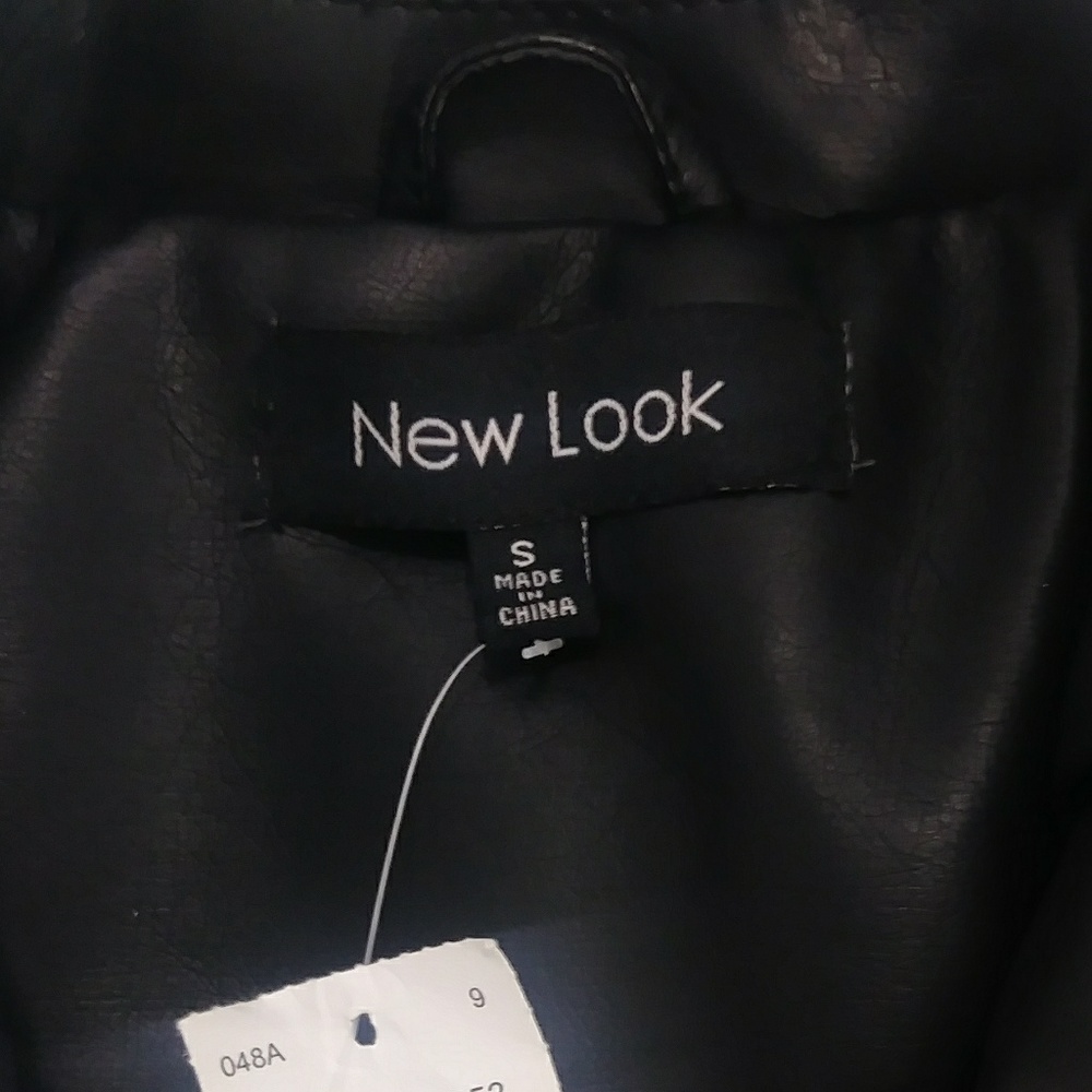 Womens black leather imitation (s) zip up jacket